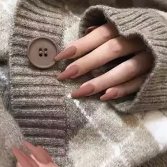 •Mocha Latte• Matte Coffin Nails - Picture 2 of 5